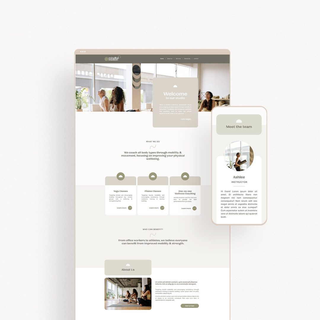 Townsville web design for yoga & pilates studio